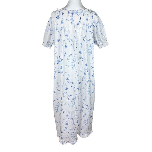 Hill House The Caroline Nap Dress Midi Blue Botanical Floral Off Shoulder Sz XS - Picture 4 of 7